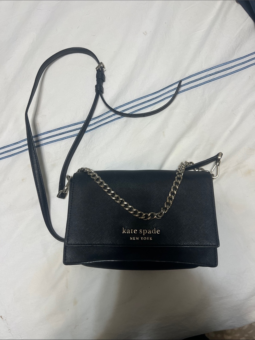 kate spade Black Leather Chain-Accent Crossbody